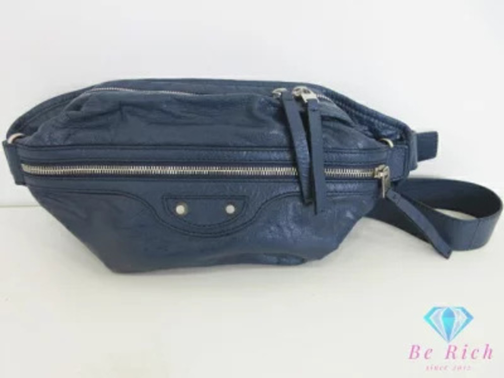 Balenciaga Body Waist Crossbody Bag Navy Blue Leather Crossbody